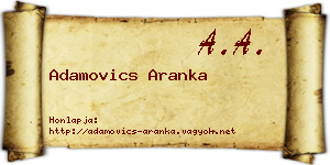 Adamovics Aranka névjegykártya